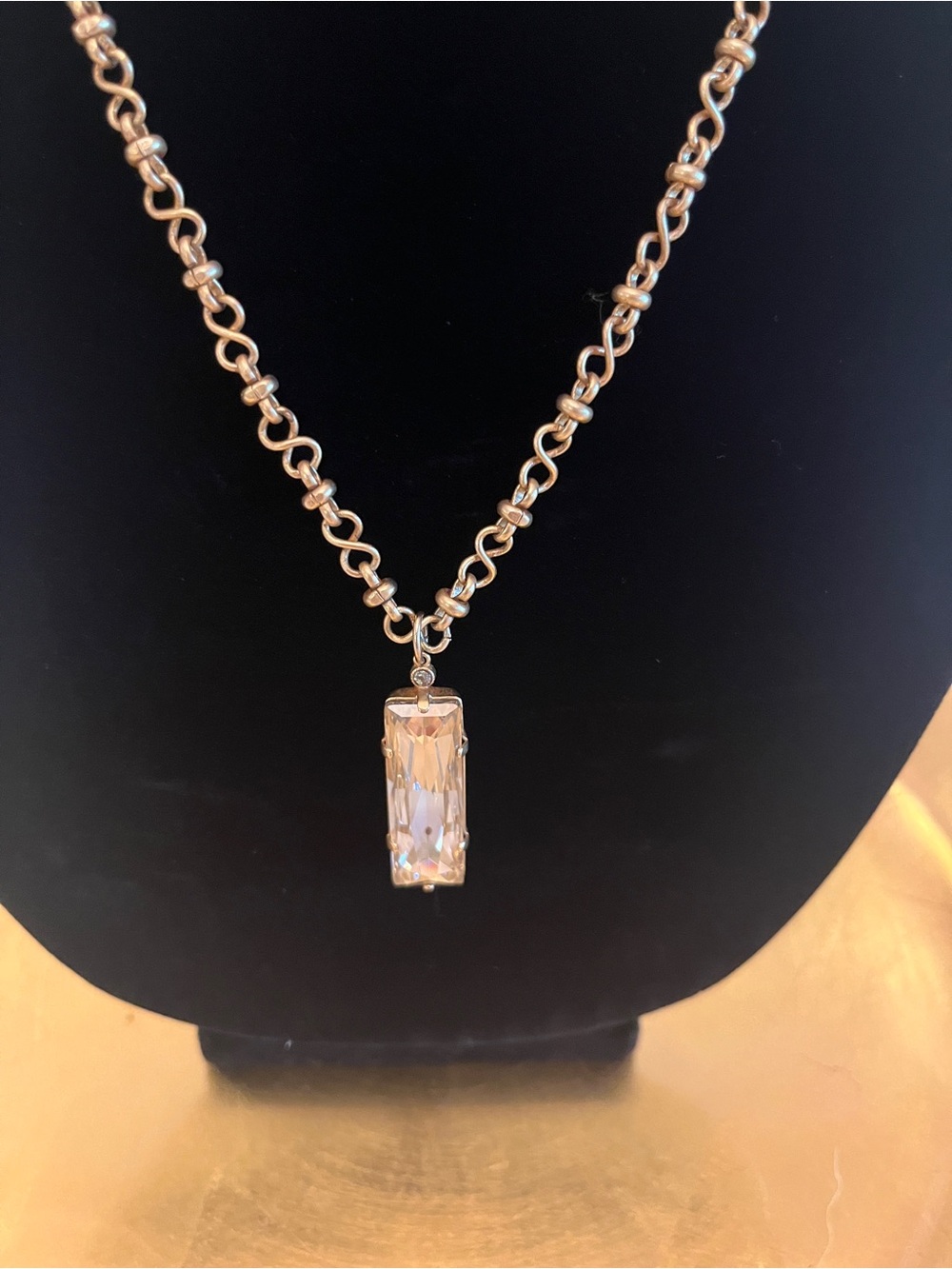 Gold Single/Layered Crystal Baguette Pendant Necklace